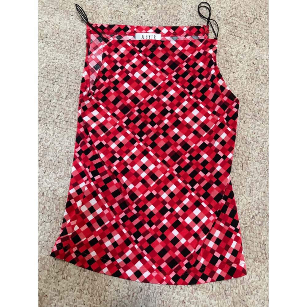 Vintage A. Byer California Red Plaid Spaghetti Strap Cami Top Size M Made in USA